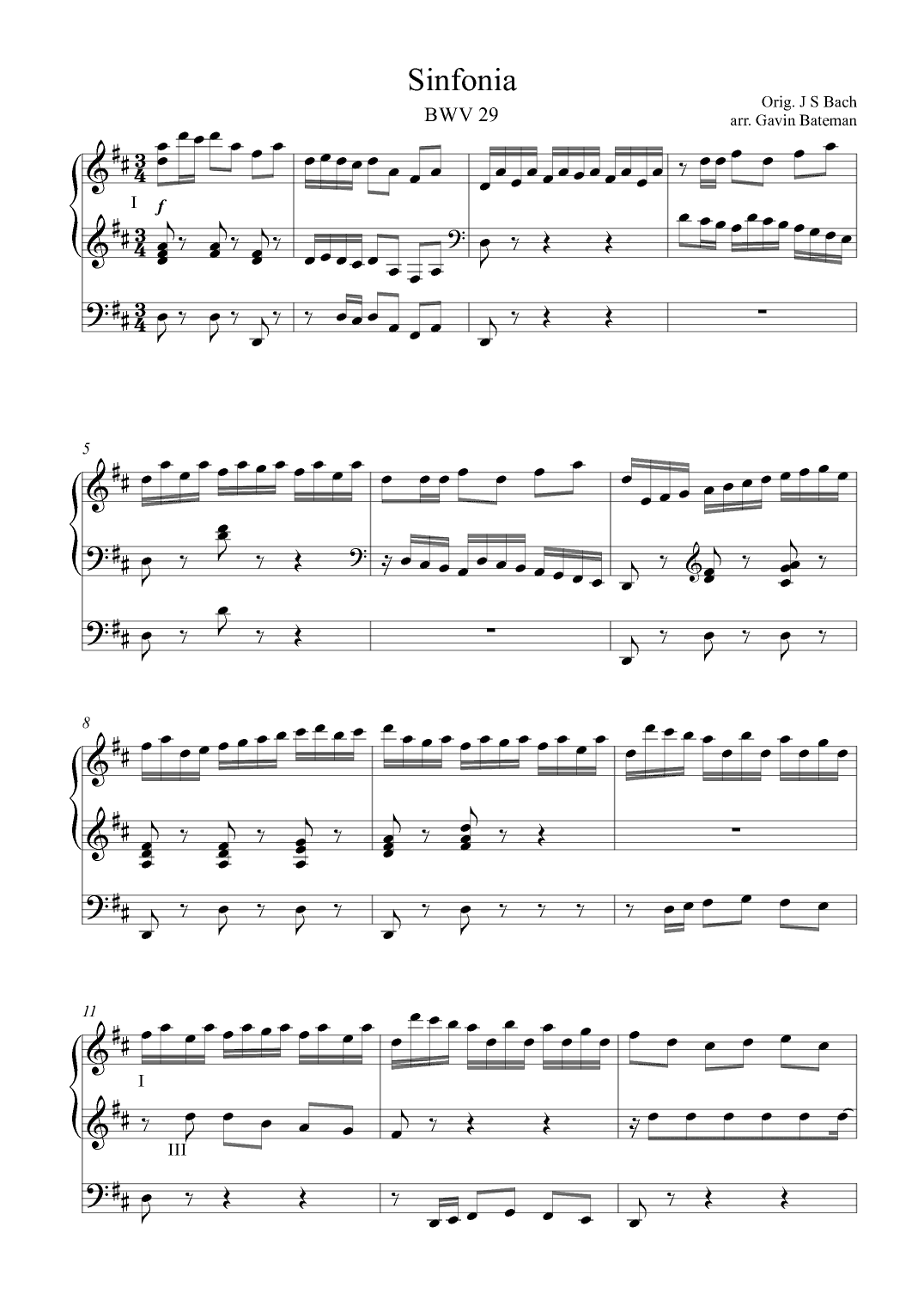 Bach Sinfonia to Cantata 29 for organ (portrait) (arr. Gavin Bateman)