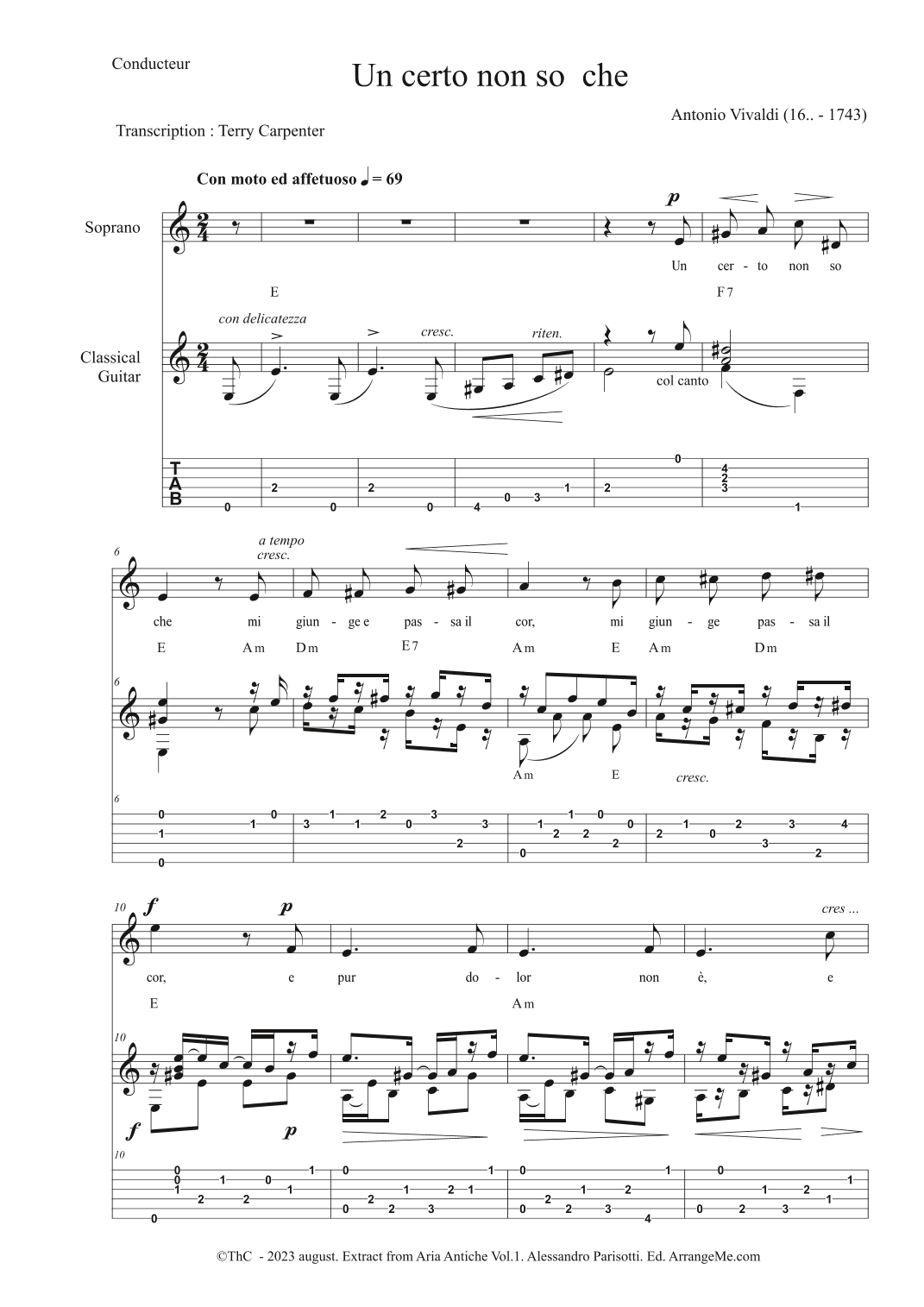 Un certo non so che ( Extract from Aria Antiche. Vol. 1 ) (arr. Terry Carpenter)