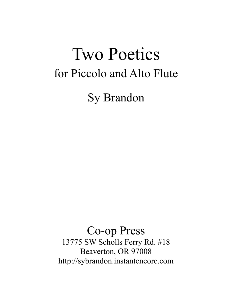 Two Poetics for Piccolo and Alto Flute