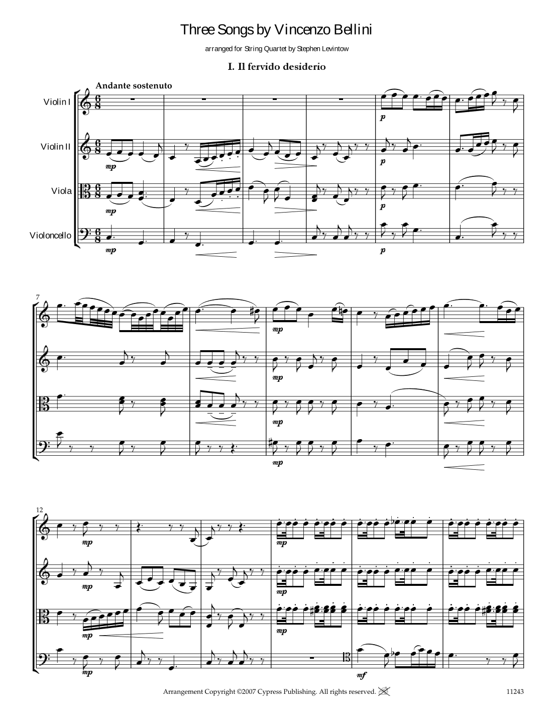 Three Songs by Bellini (arr. Stephen Levintow)