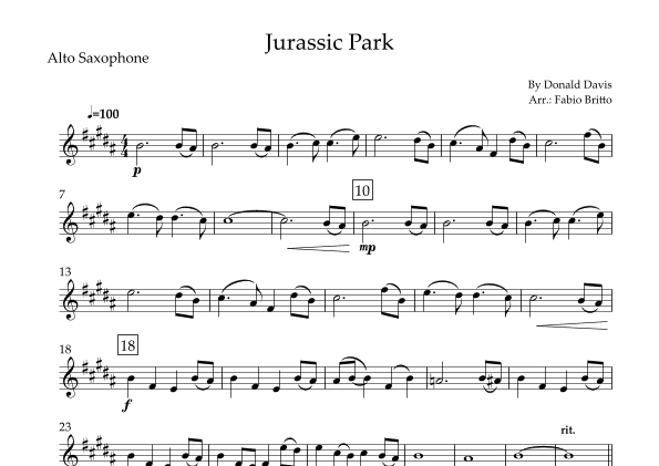 Jurassic Park Iii (arr. Fabio Britto)