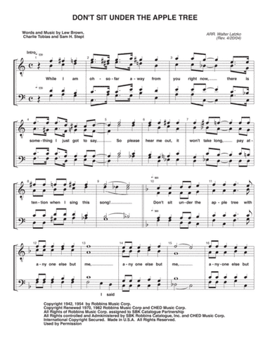 Don't Sit Under The Apple Tree (with Anyone Else But Me) (arr. Walter Latzko)