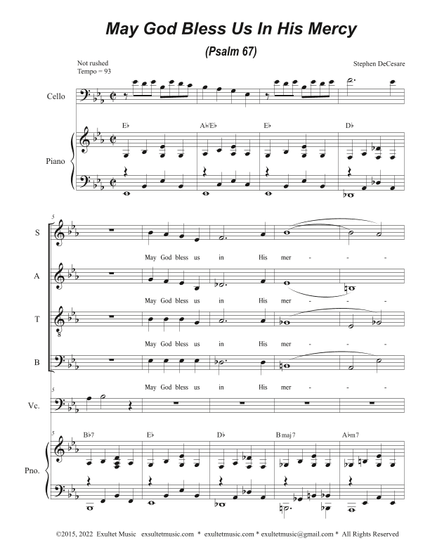 May God Bless Us In His Mercy (Psalm 67) (Solo and SATB)