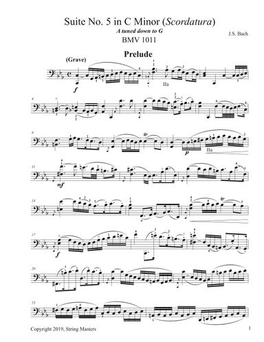 Bach, 6 Cello Suites, BMV 1011 Scordatura (arr. String Masters)