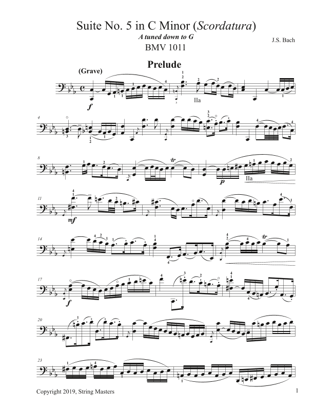 Bach, 6 Cello Suites, BMV 1011 Scordatura (arr. String Masters)