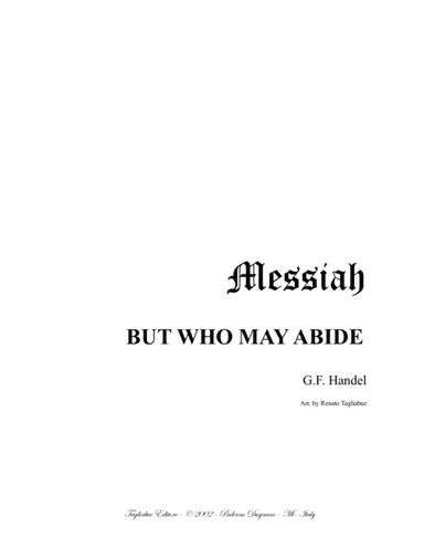 BUT WHO MAY ABIDE - Messiah - For Alto and Harpsichord (arr. R. Tagliabue)