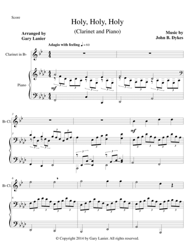 HOLY, HOLY, HOLY (Bb Clarinet Piano and Clarinet Part) (arr. Gary Lanier)