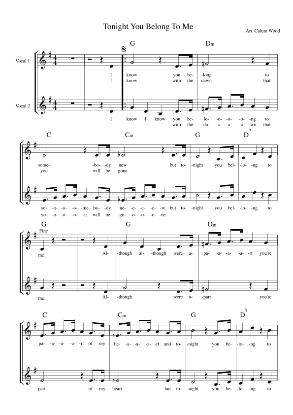 Tonight You Belong To Me (arr. Calum Wood)