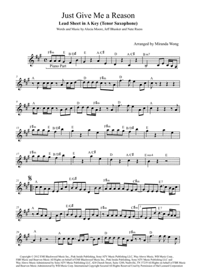 Just Give Me A Reason (arr. Miranda Wong)