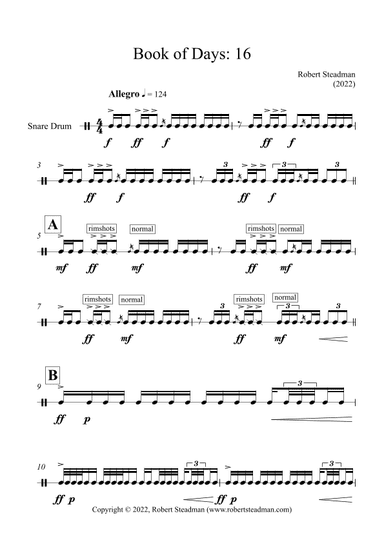 Book of Days: 16 (for snare drum solo)