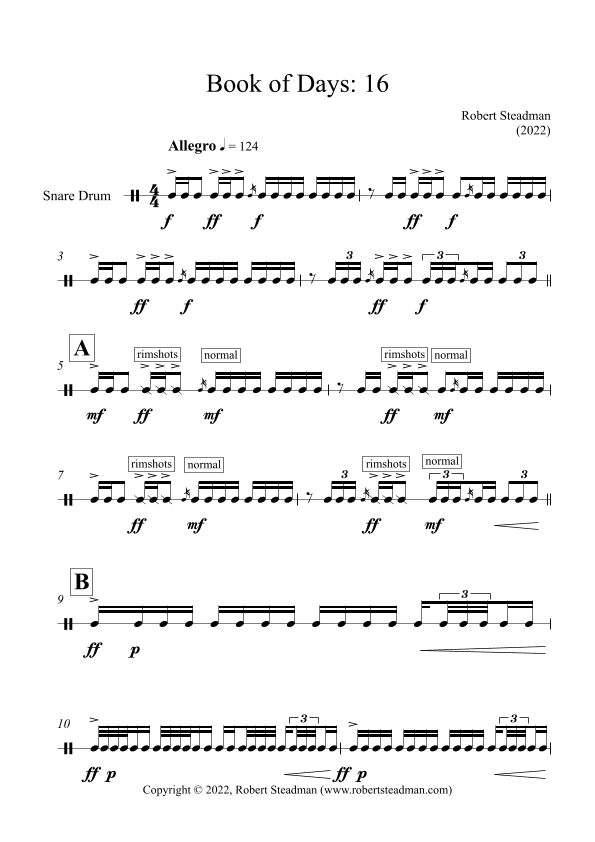 Book of Days: 16 (for snare drum solo)