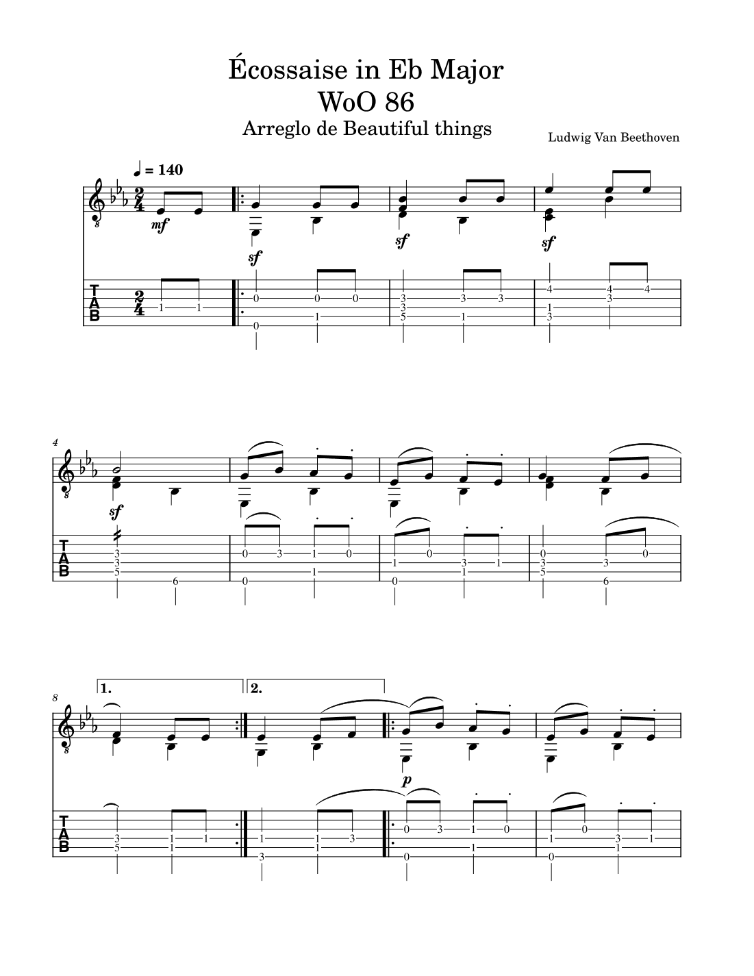 Écossaise in Eb Major-Ludwig Van Beethoven (arr. Beautiful things)