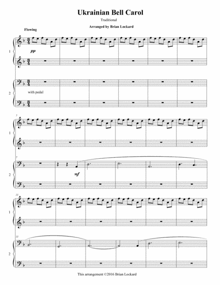 Ukrainian Bell Carol Piano Four Hands (arr. Brian Lockard)