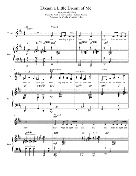 Dream A Little Dream Of Me (arr. Wendy Wiseman Fisher)