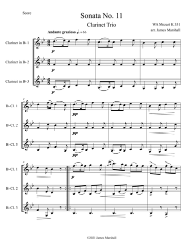 Mozart Sonata #11 for Clarinet Trio (arr. James Marshall)
