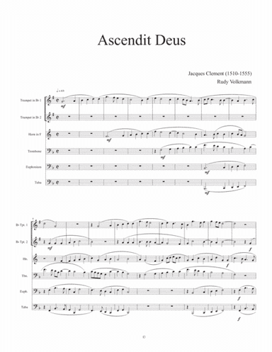 Ascendit Deus - Jacques Clement - Arr. for Brass Sextet or Brass Choir (arr. Rudy Volkmann)