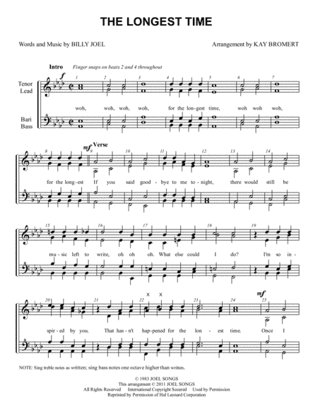 The Longest Time (arr. Kay Bromert)