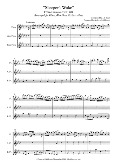 Sleepers Awake arrange for Flute Trio (arr. Andrew Middleton)