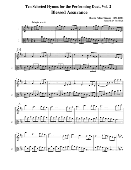 Ten Selected Hymns for the Performing Duet, Vol. 2 - violin and viola (arr. Kenneth D. Friedrich)