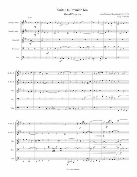 Grand Plein Jeu from Suite Du Premier Ton - Clerembault - arr. Brass Quintet (arr. Rudy Volkmann)
