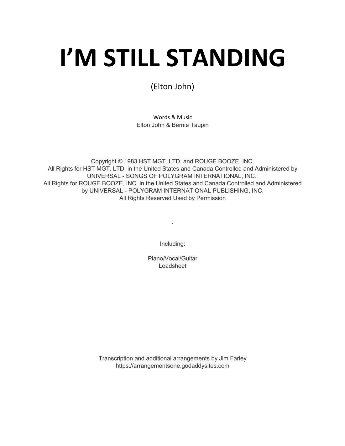 I'm Still Standing (arr. Jim Farley)