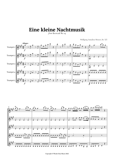 Eine kleine Nachtmusik by Mozart for Trumpet Quintet (arr. Ander)