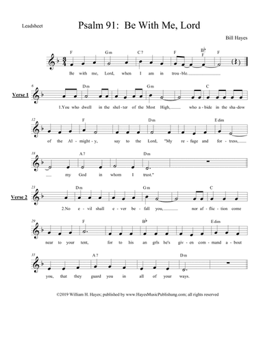 Psalm 91:  Be With Me, Lord (Leadsheet)