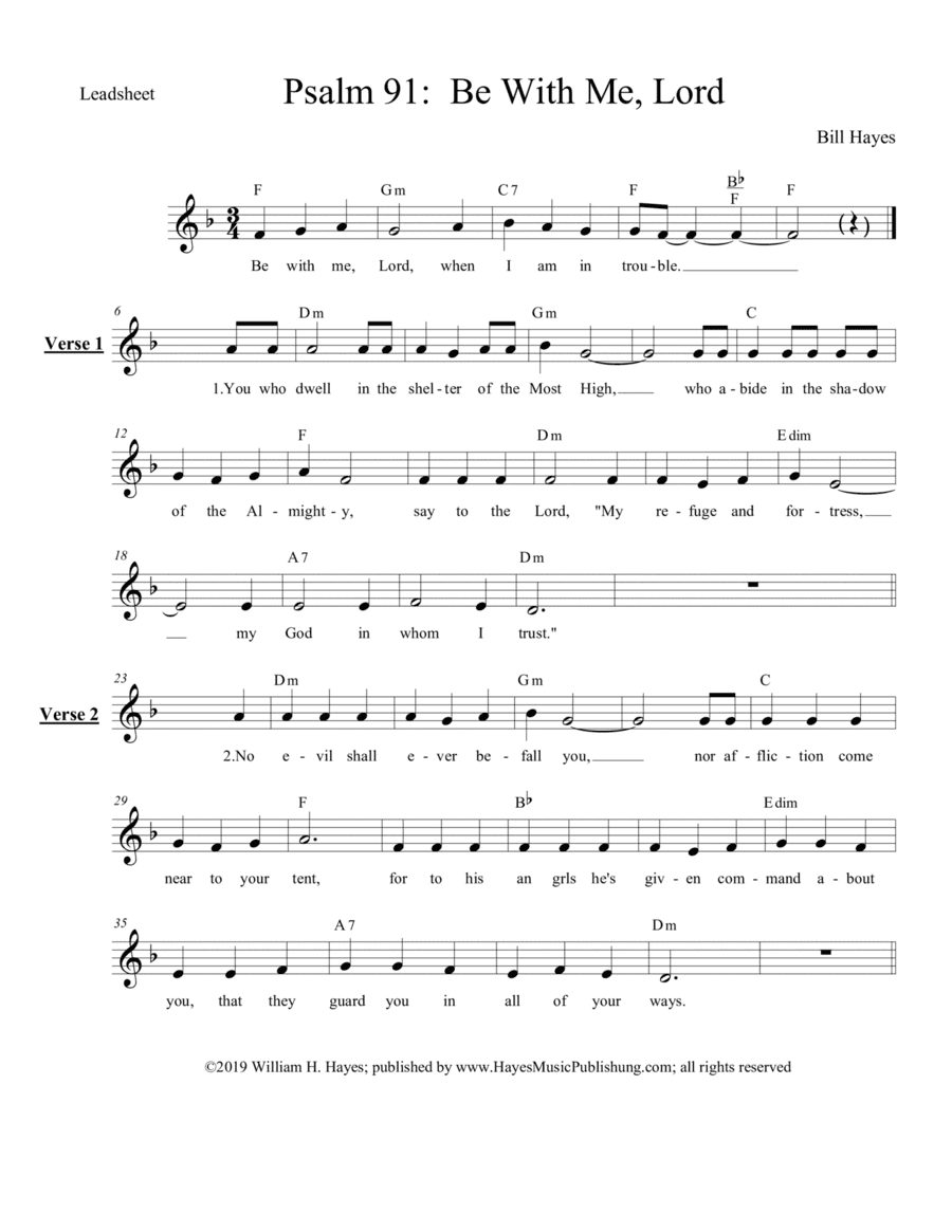 Psalm 91:  Be With Me, Lord (Leadsheet)