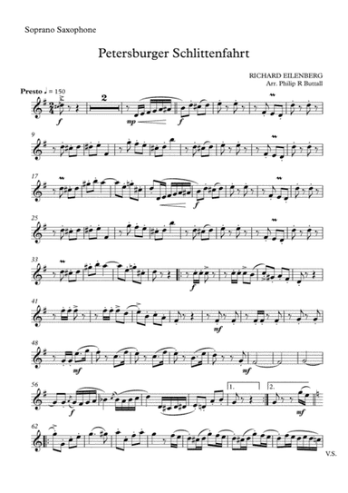 Petersburger Schlittenfahrt (Saxophone Quartet / Quintet) - Set of Parts [x4 / 5] (arr. Philip R Buttall)