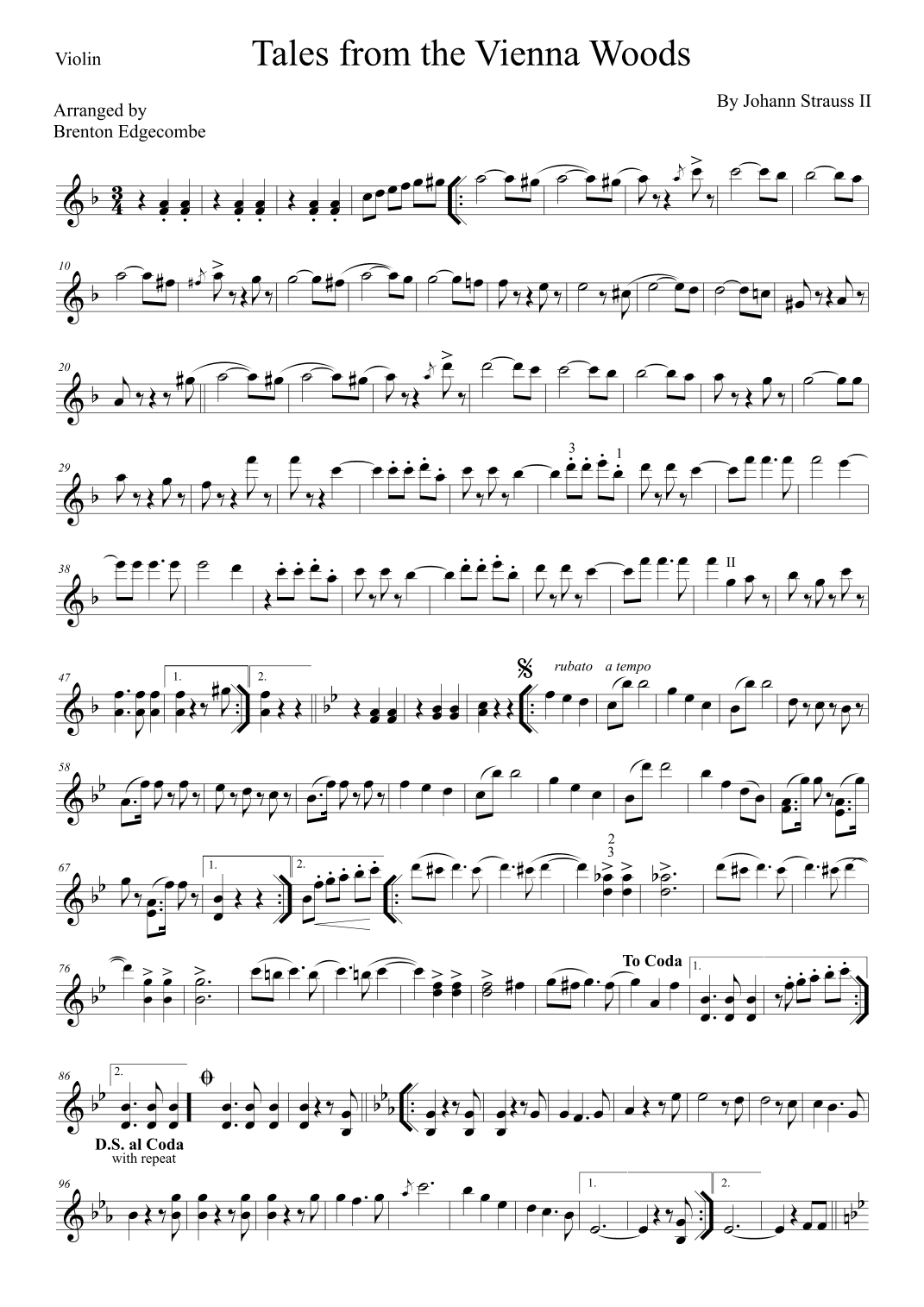 Tales from the Vienna Woods (arr. Brenton Edgecombe)