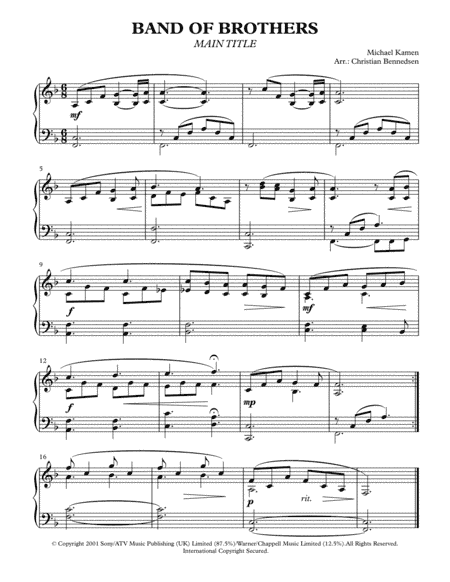 Band Of Brothers - Main Title (arr. Christian Bennedsen)
