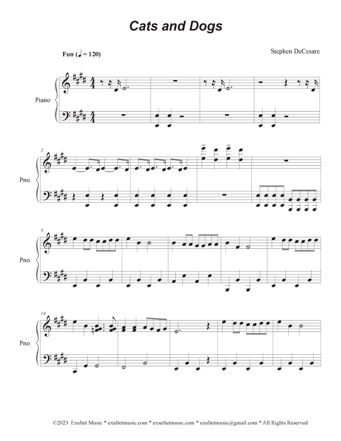 Cats and Dogs (Easy Piano solo)