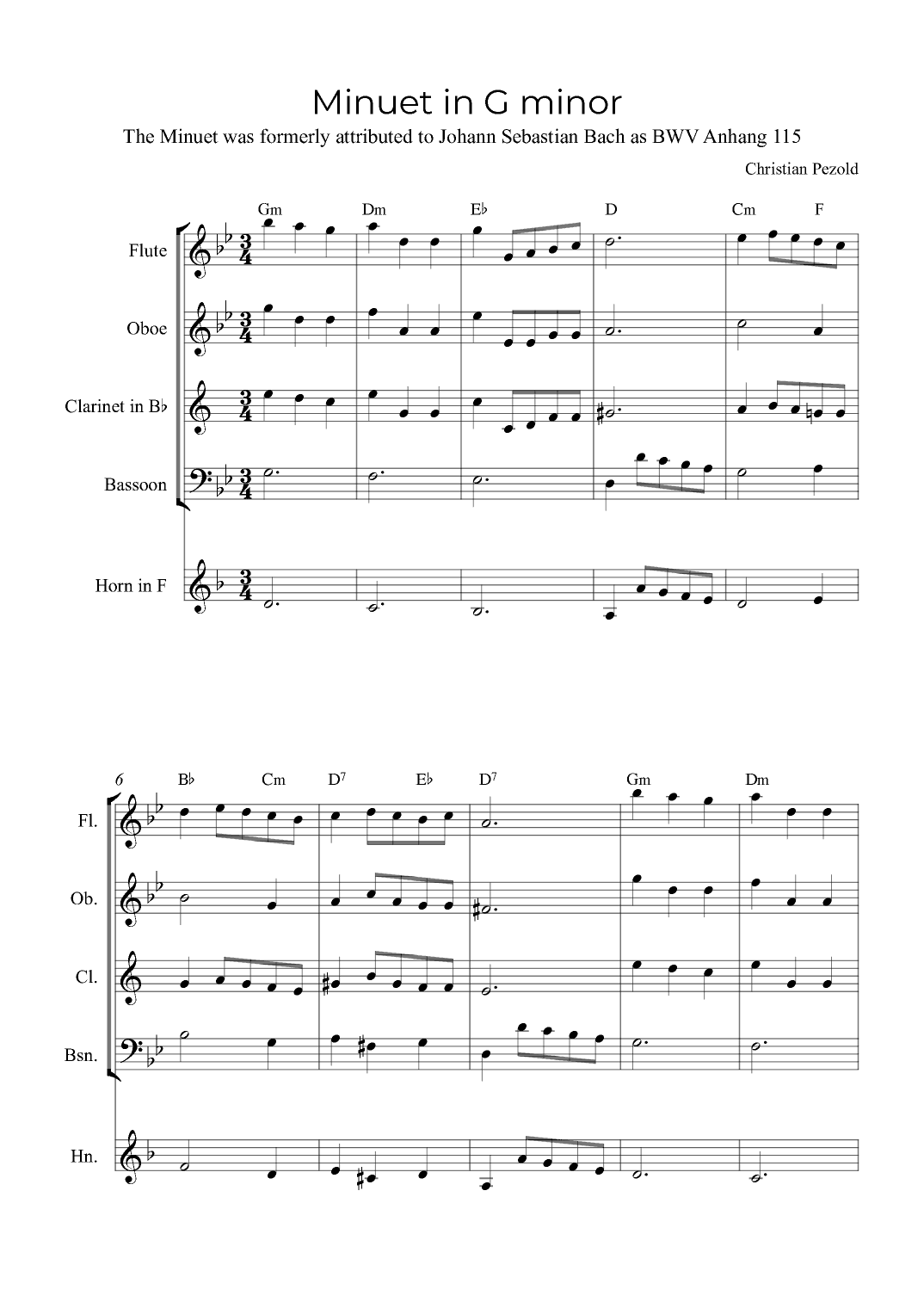 Minuet In G minor (with chords) (arr. Alex Nunes Rodrigues)