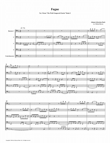 Fugue 05 from Well-Tempered Clavier, Book 2 (Bassoon Quintet) (arr. Richard Byrnes)