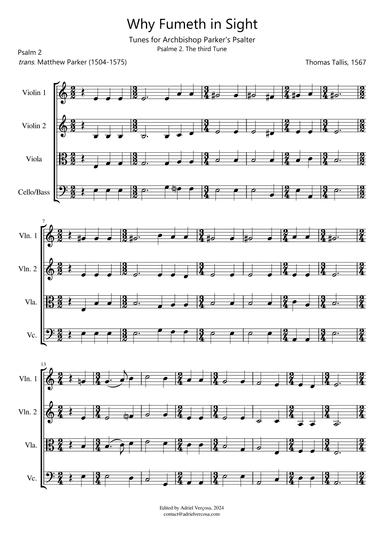 Why Fumeth in Sight - String Quartet - Score Only (arr. Adriel Verçosa)