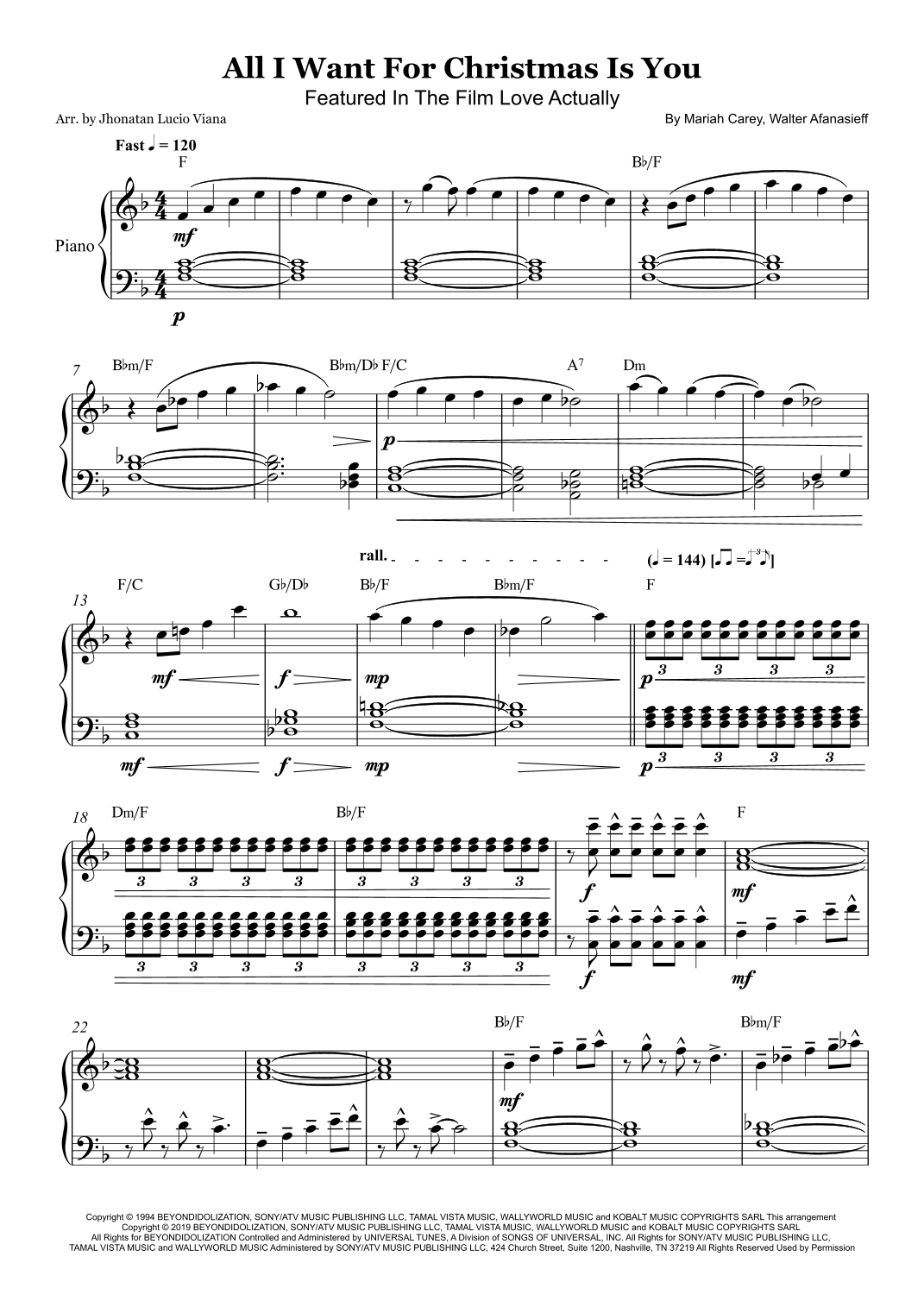 All I Want For Christmas Is You (arr. Jhonatan Lucio Viana)