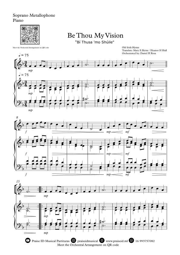Be Thou My Vision - "Bí Thusa 'mo Shúile" - Easy Soprano Metallophone and Piano (arr. Daniel H Rosa)