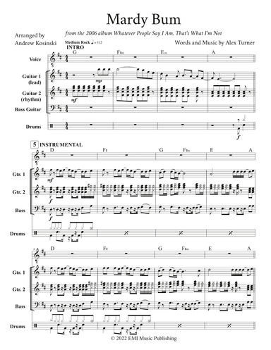 Mardy Bum - Score Only (arr. Andrew Kosinski)