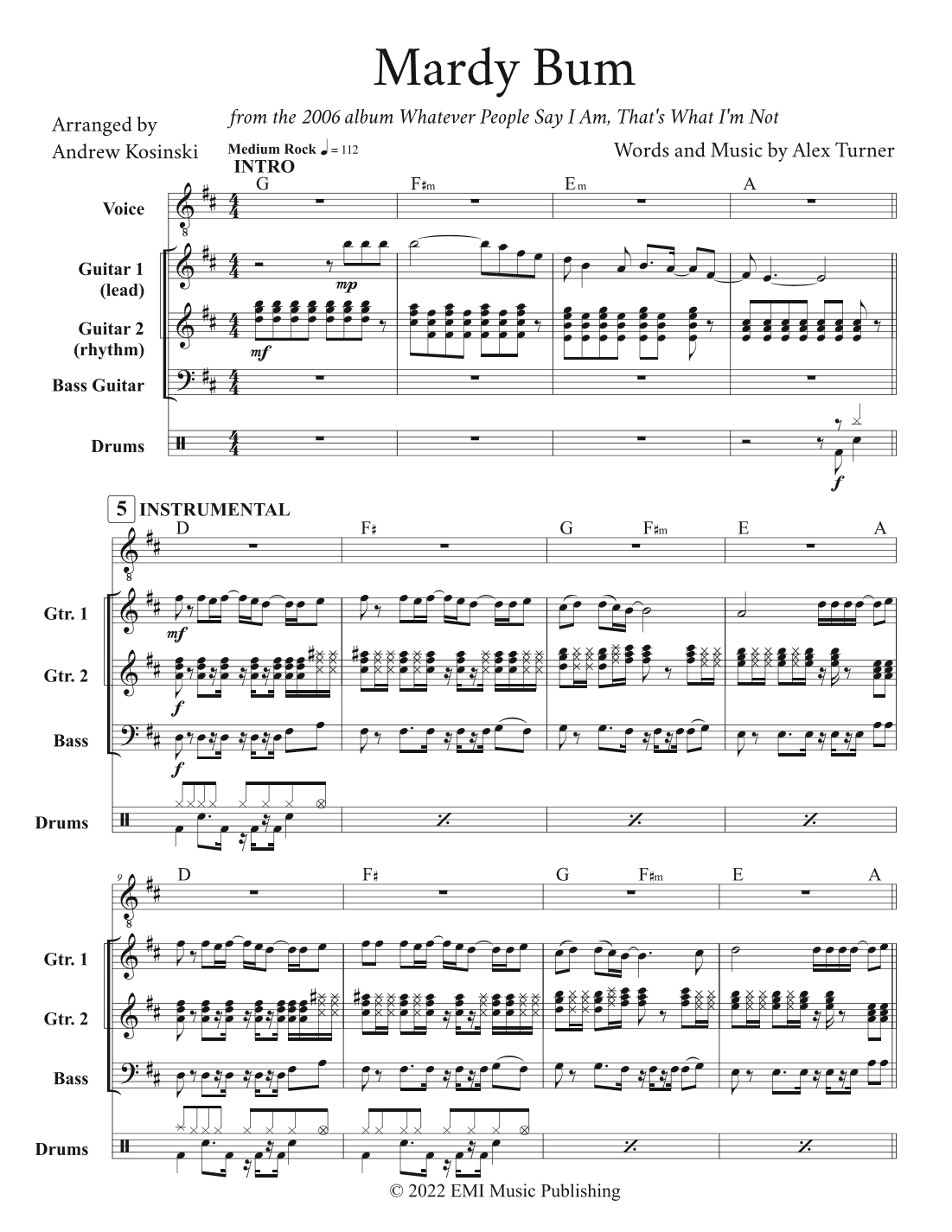 Mardy Bum - Score Only (arr. Andrew Kosinski)