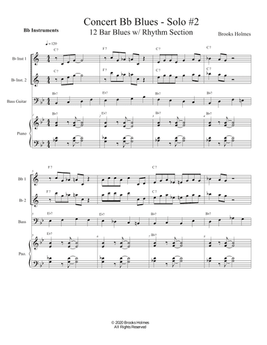 Concert Bb Blues Solo #2 - 12 Bar Blues w/ Rhythm Section - Bb Instruments