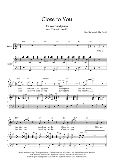 Close To You (arr. Duda Oriontte)