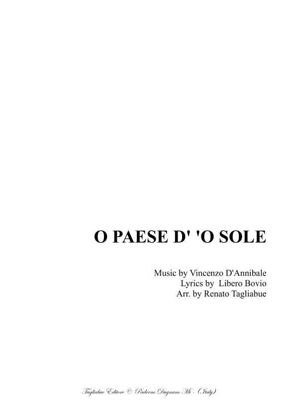 O PAESE D' 'O SOLE -  Neapolitan folk song - For Brass Quartet (arr. Renato Tagliabue)
