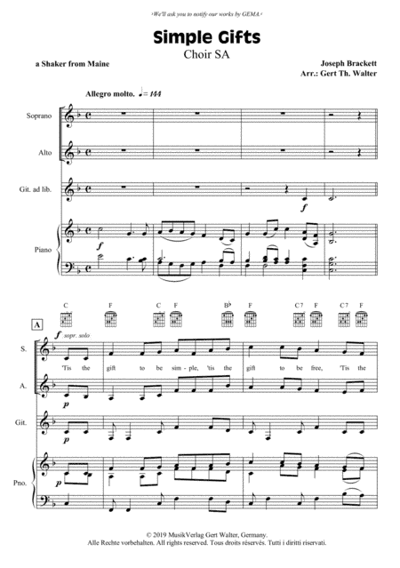 Simple Gifts (arr. Gert Th. Walter)