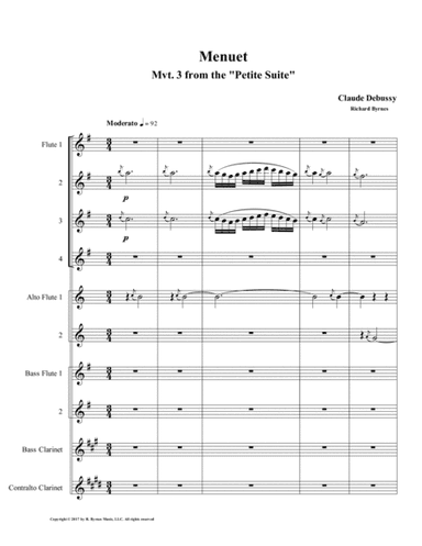 Menuet (Mvt. 3 from Debussy's Petite Suite for Flute Octet + Bass Clarinet, Contralto Clarinet (arr. Richard Byrnes)