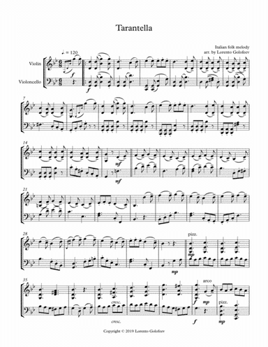 Tarantella for violin and cello duo (arr. Lorento Golofeev)