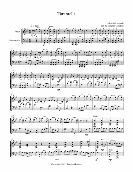 Tarantella for violin and cello duo (arr. Lorento Golofeev)