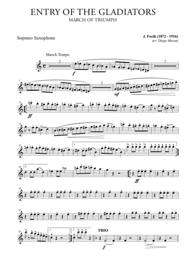 Entry Of The Gladiators for Saxophone Quartet (arr. Diego Marani)