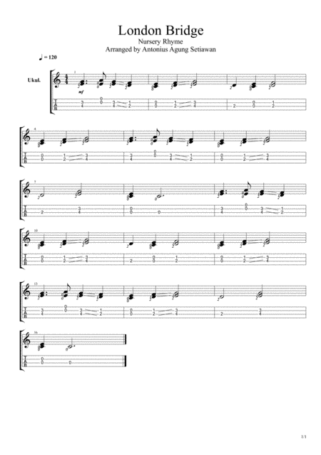 London Bridge (Solo Ukulele Tablature) (arr. Antonius Agung Setiawan)