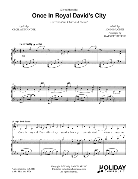 Once in Royal David's City (Two-Part Choir) (arr. Garrett Breeze)