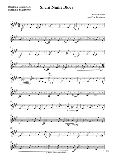 Silent Night Blues for Saxophone Quintet 2017 Holiday Contest Entry (arr. Pete Cavenagh)